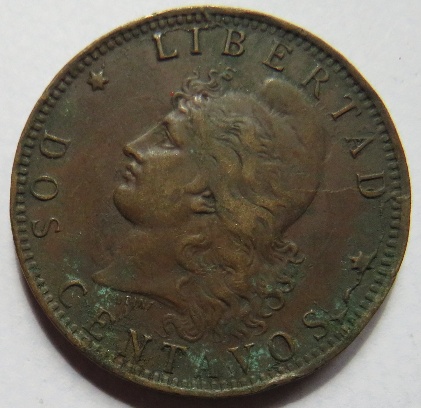 1892 Argentina 2 Centavos Coin