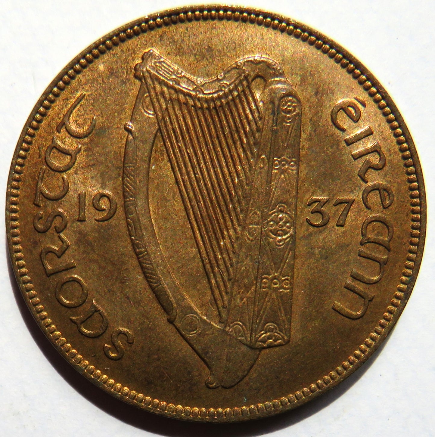 1937 Ireland One Penny Coin In High Grade