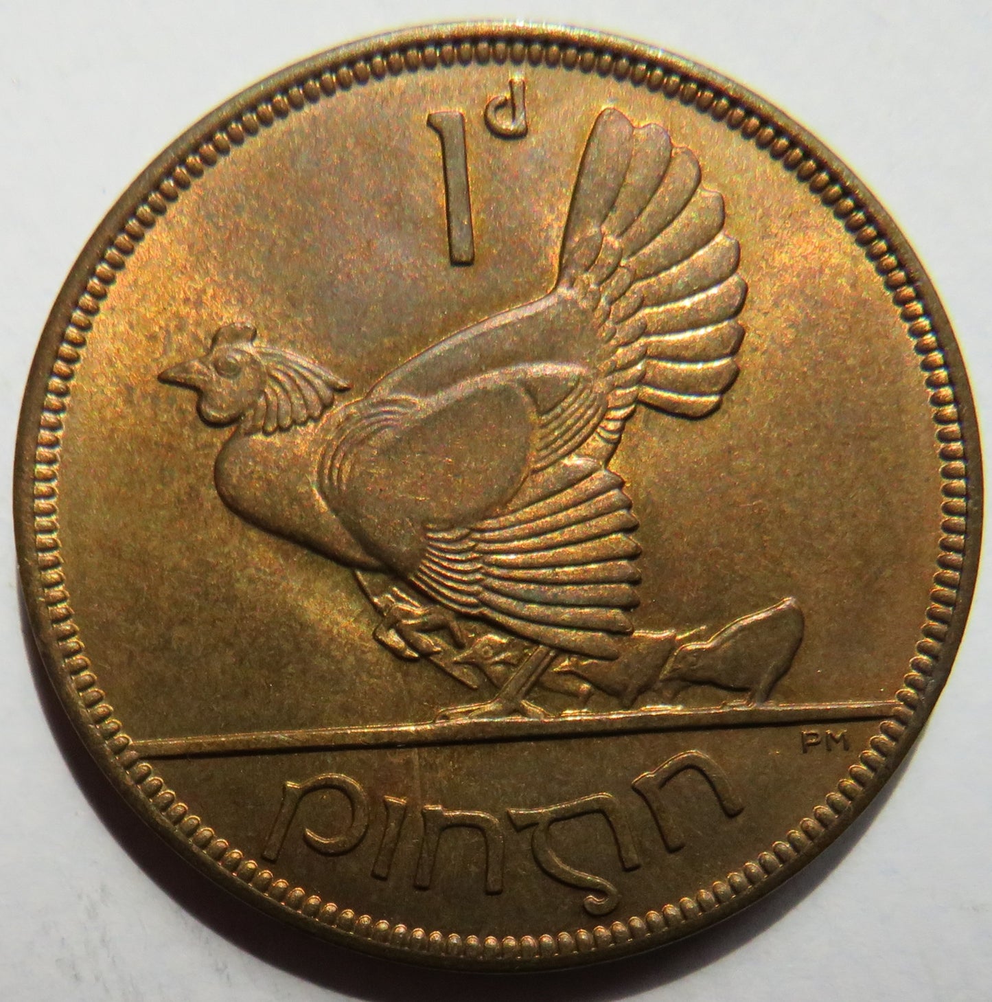 1937 Ireland One Penny Coin In High Grade