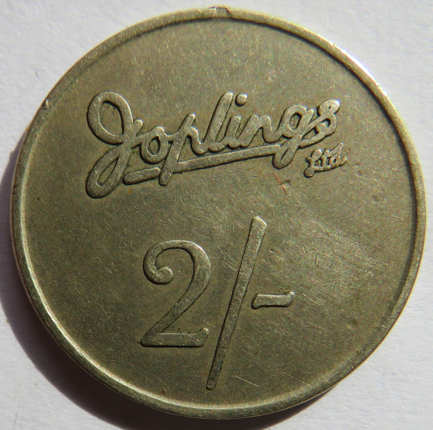 Joplings Ltd 2/- Vintage Token