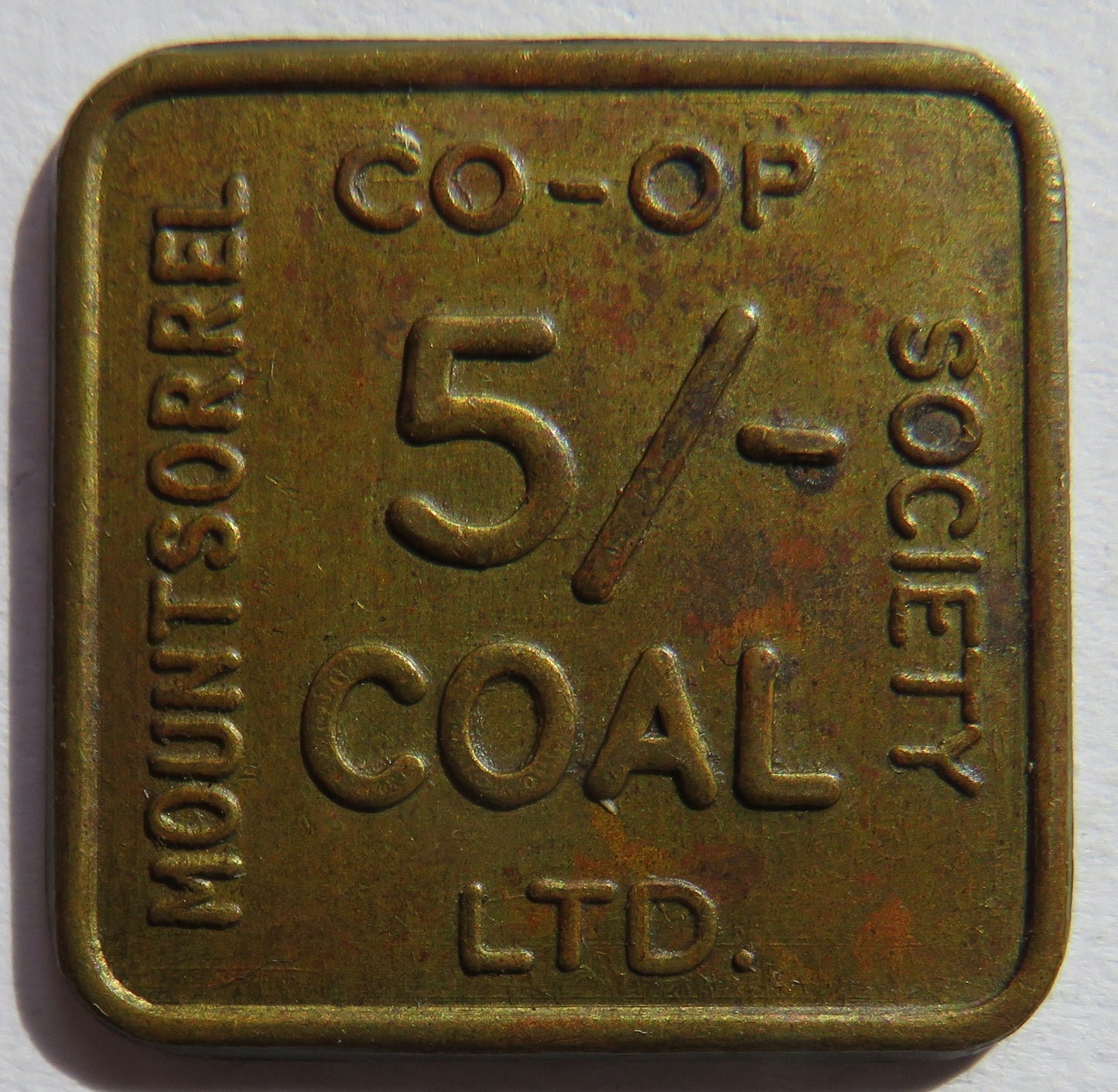 Mountsorrel Cooperative Society 5/- Coal Token