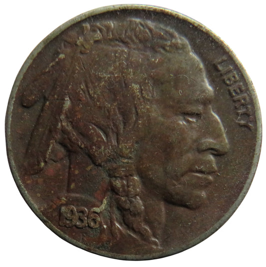 1936 USA Buffalo Nickel Coin 