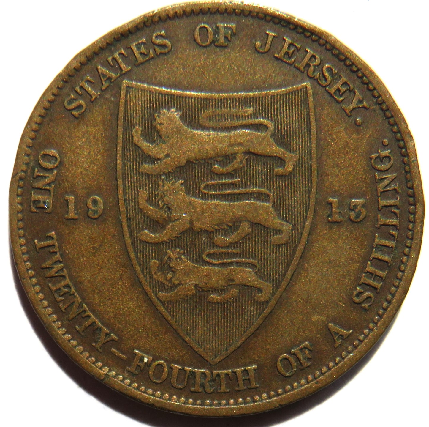 1913 King George V States of Jersey 1/24th of a Shilling Coin