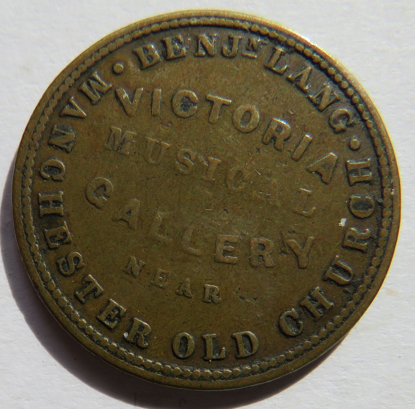 Victoria Musical Gallery Manchester Theatre Token Benjamin Lang