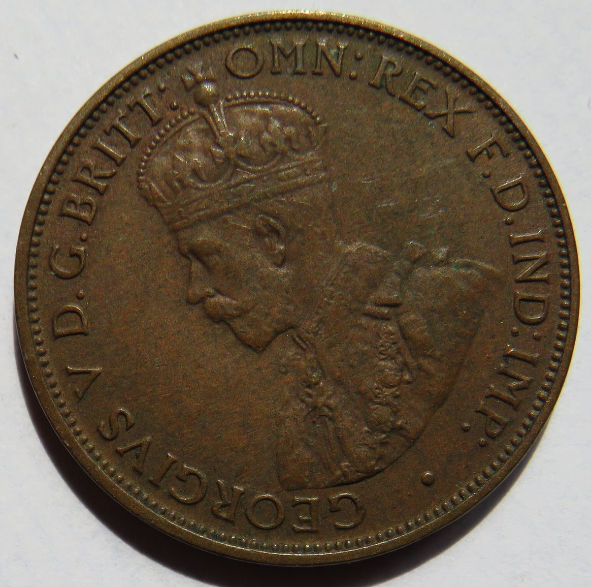 1933 King George V States of Jersey 1/24th of a Shilling Coin image 3