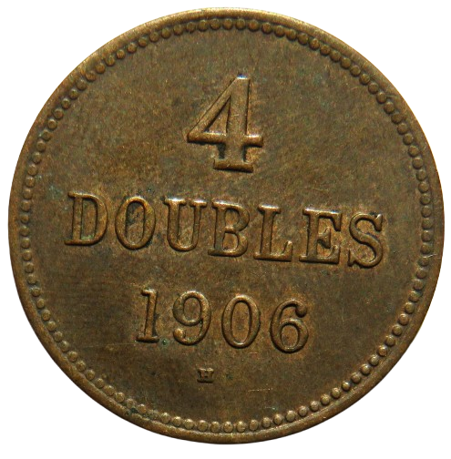 1906-H Guernsey 4 Doubles Coin In Higher Grade