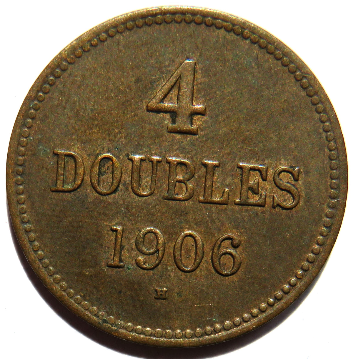 1906-H Guernsey 4 Doubles Coin In Higher Grade image 2