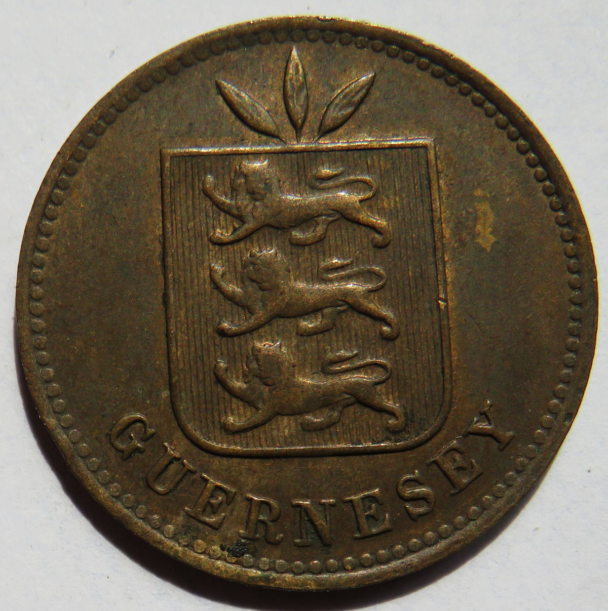 1906-H Guernsey 4 Doubles Coin In Higher Grade image 3