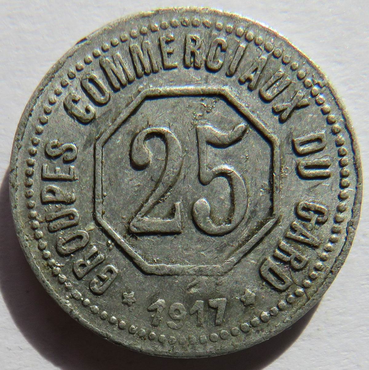 1917 Groupes Commerciaux Du Gard 25 Centimes Token Vintage French