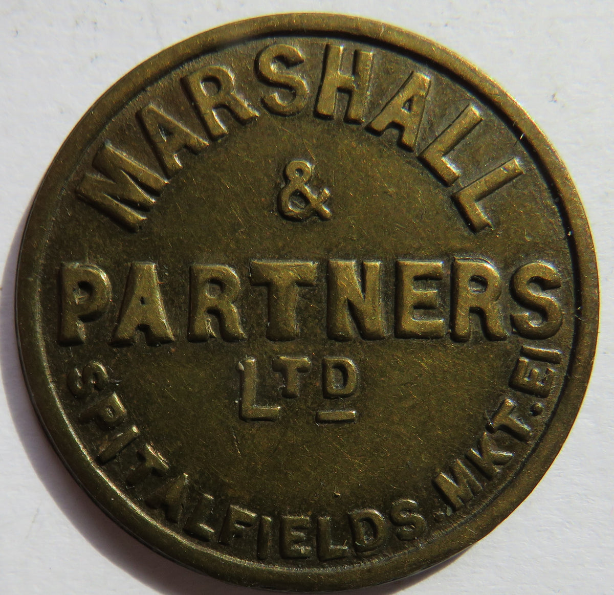 Marshall & Partners Ltd Spitalfields Market 10/- Token