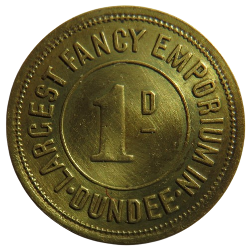 Samuel Lees Dundee 1d One Penny Token Largest Fancy Emporium
