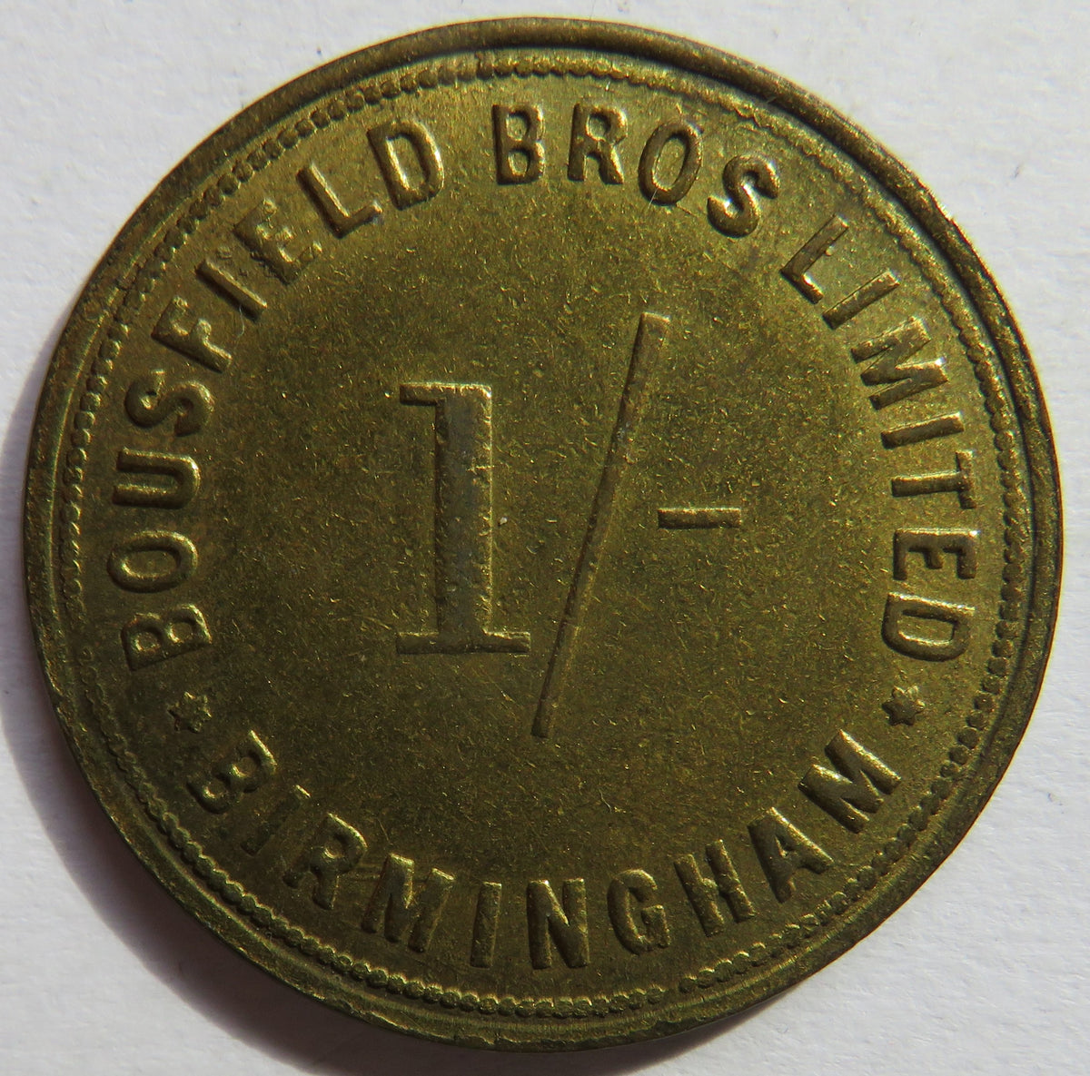 Bousfield Bros Limited Birmingham 1/- One Shilling Token
