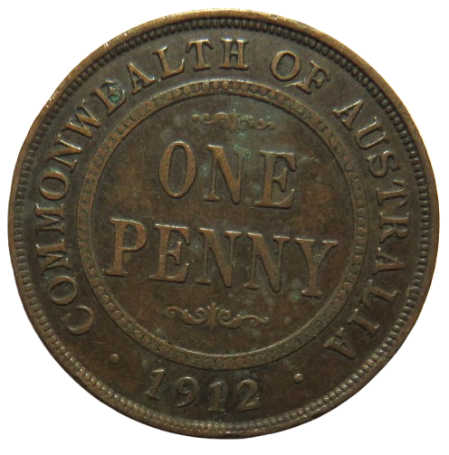 1912-H King George V Australia One Penny Coin