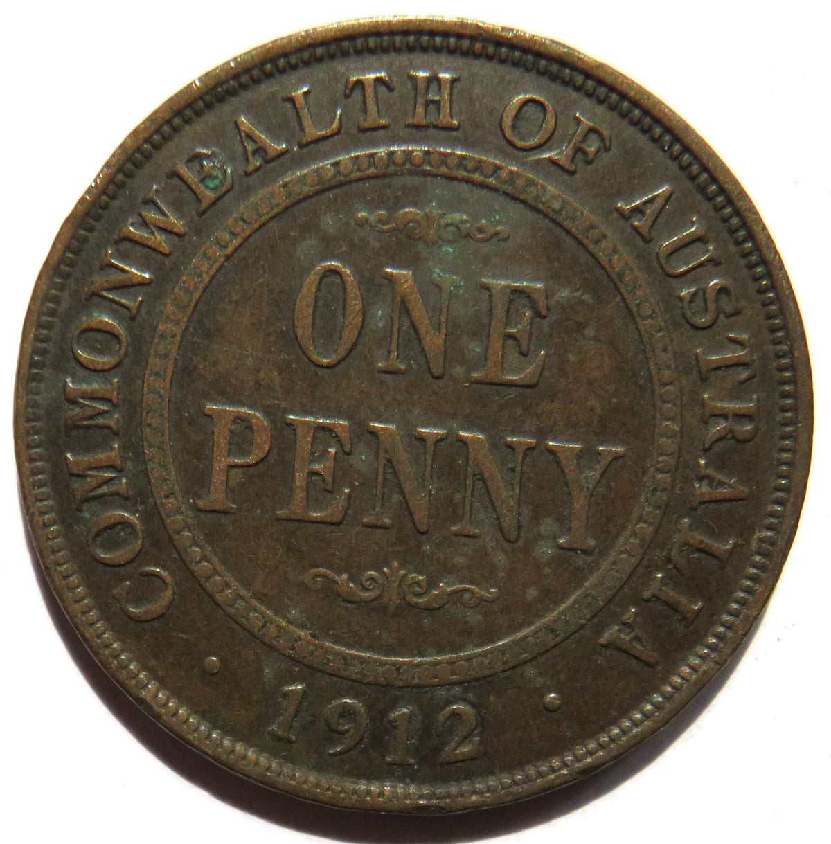1912-H King George V Australia One Penny Coin image 2