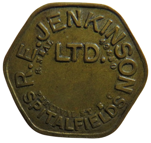 R.E. Jenkinson Ltd Spitalfields One Shilling Token