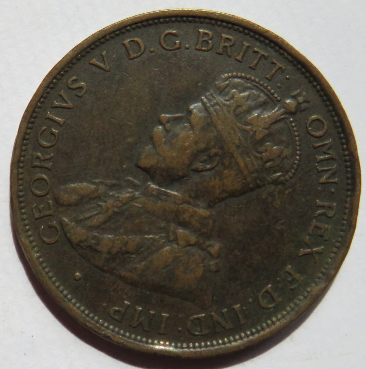 1912-H King George V Australia One Penny Coin image 3