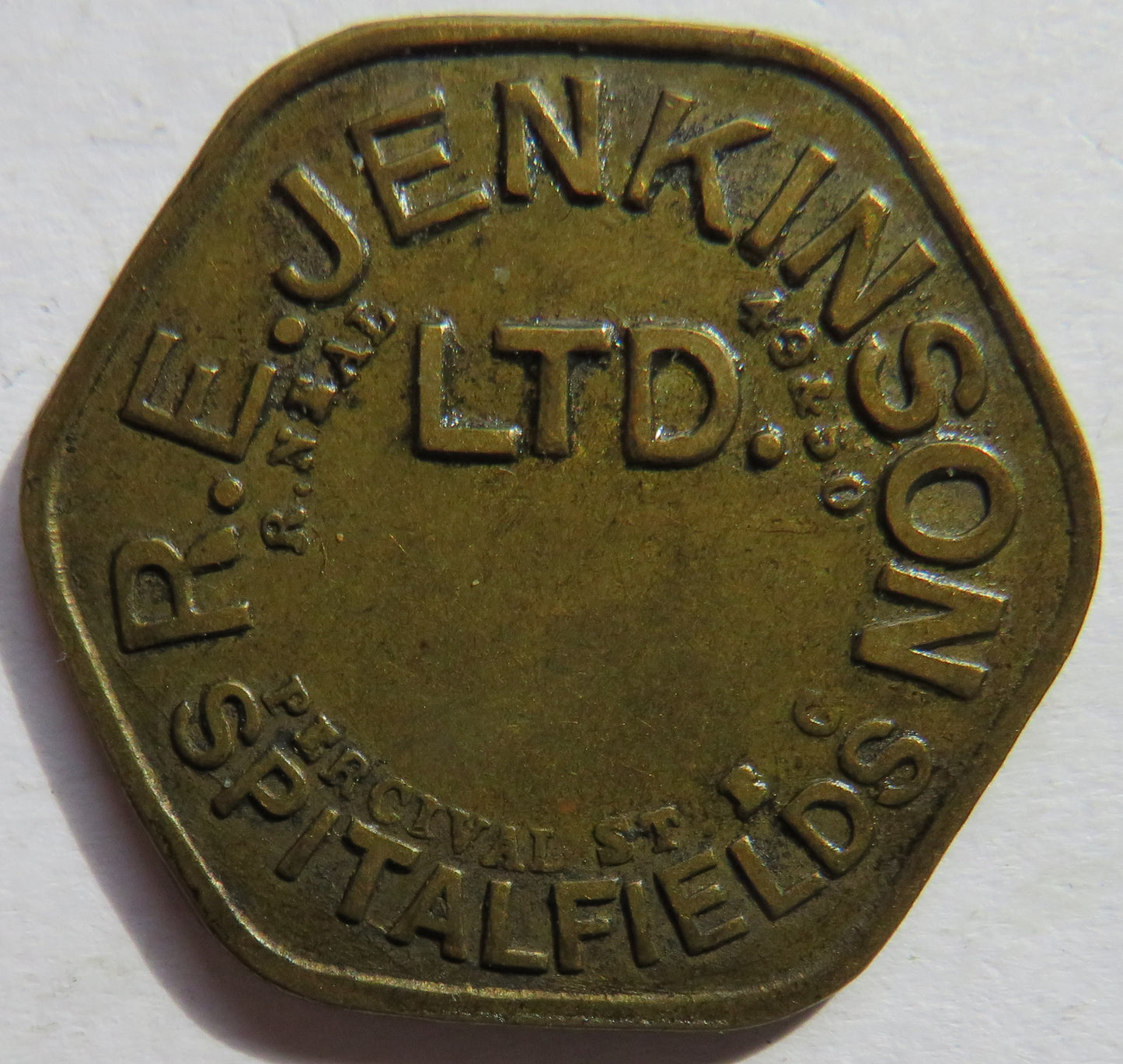 R.E. Jenkinson Ltd Spitalfields One Shilling Token