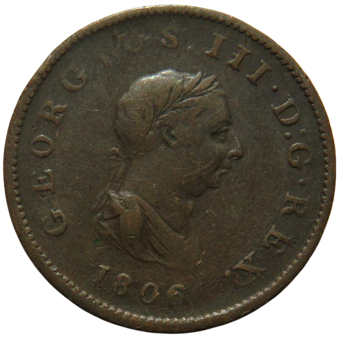 1806 King George III Halfpenny Coin - Great Britain
