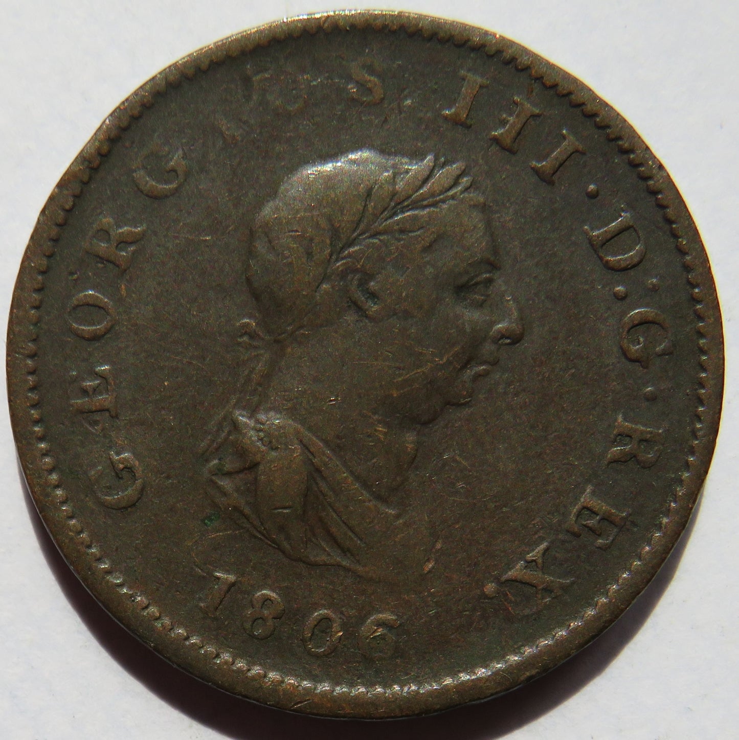 1806 King George III Halfpenny Coin - Great Britain