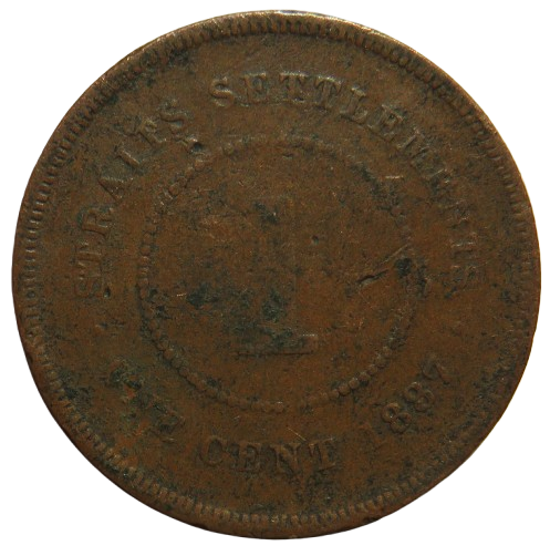 1887 Queen Victoria Straits Settlements One Cent Coin