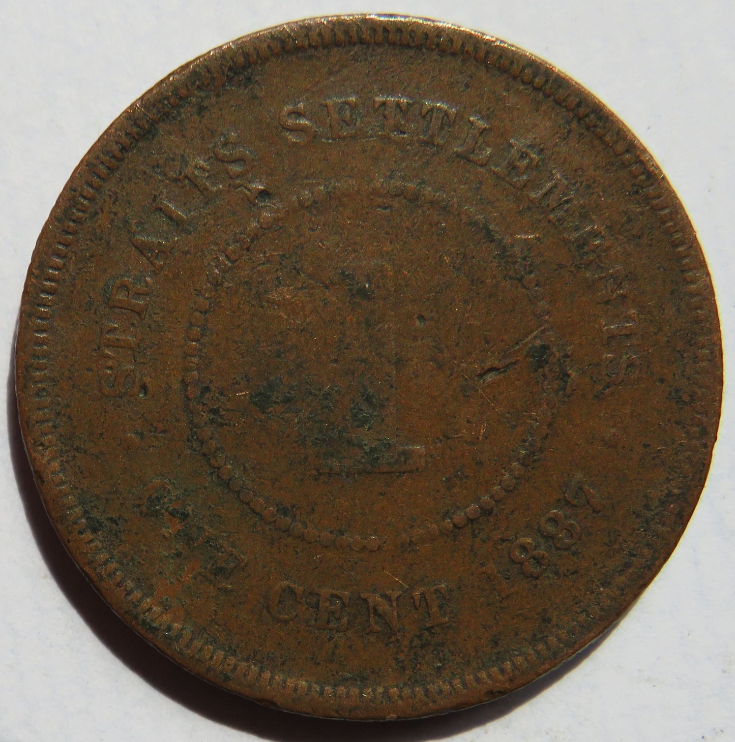 1887 Queen Victoria Straits Settlements One Cent Coin