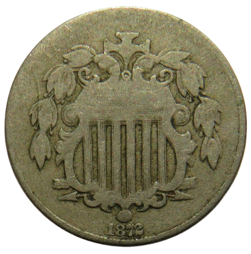 1872 USA Shield Five Cents Coin
