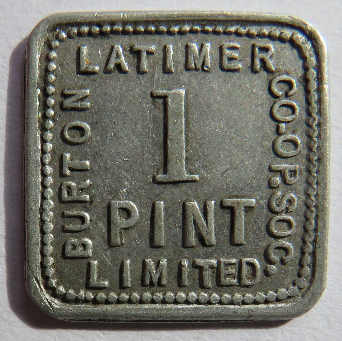 Burton Latimer Cooperative Society 1 Pint Token