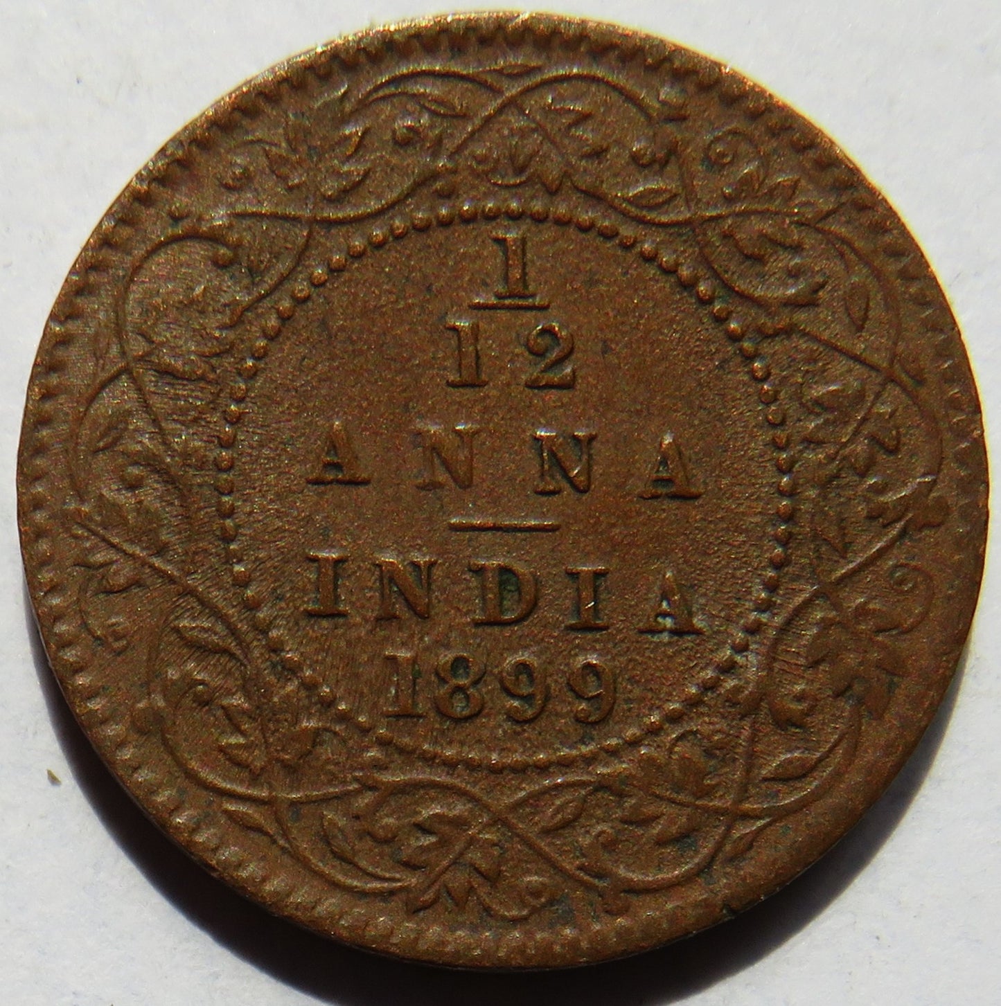 1899 Queen Victoria India 1/12 Anna Coin
