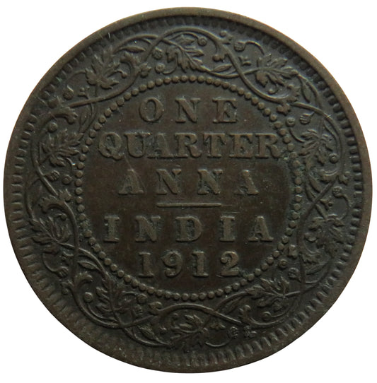 1912 King George V India 1/4 Quarter Anna Coin