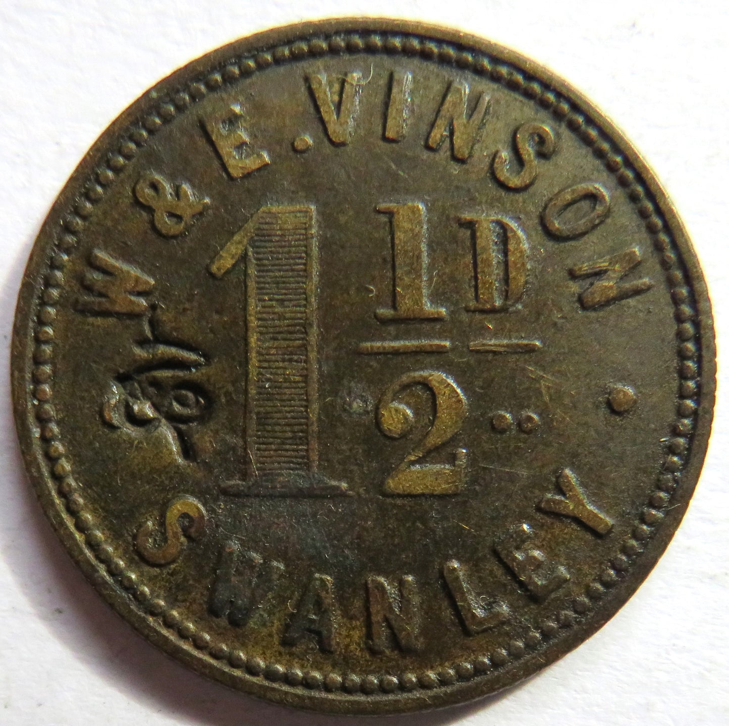 W & E. Vinson Swanley 1 & 1/2d Token
