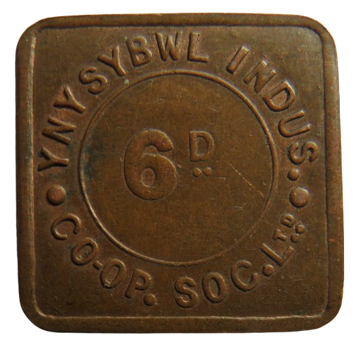 YNYSYBWL Indus Co-op Society 6d Sixpence Token