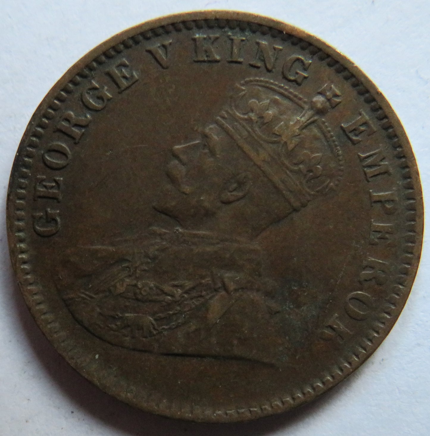 1913 King George V India 1/4 Quarter Anna Coin