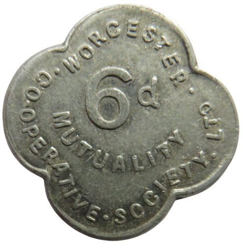 Worcester Cooperative Society 6d Sixpence Token