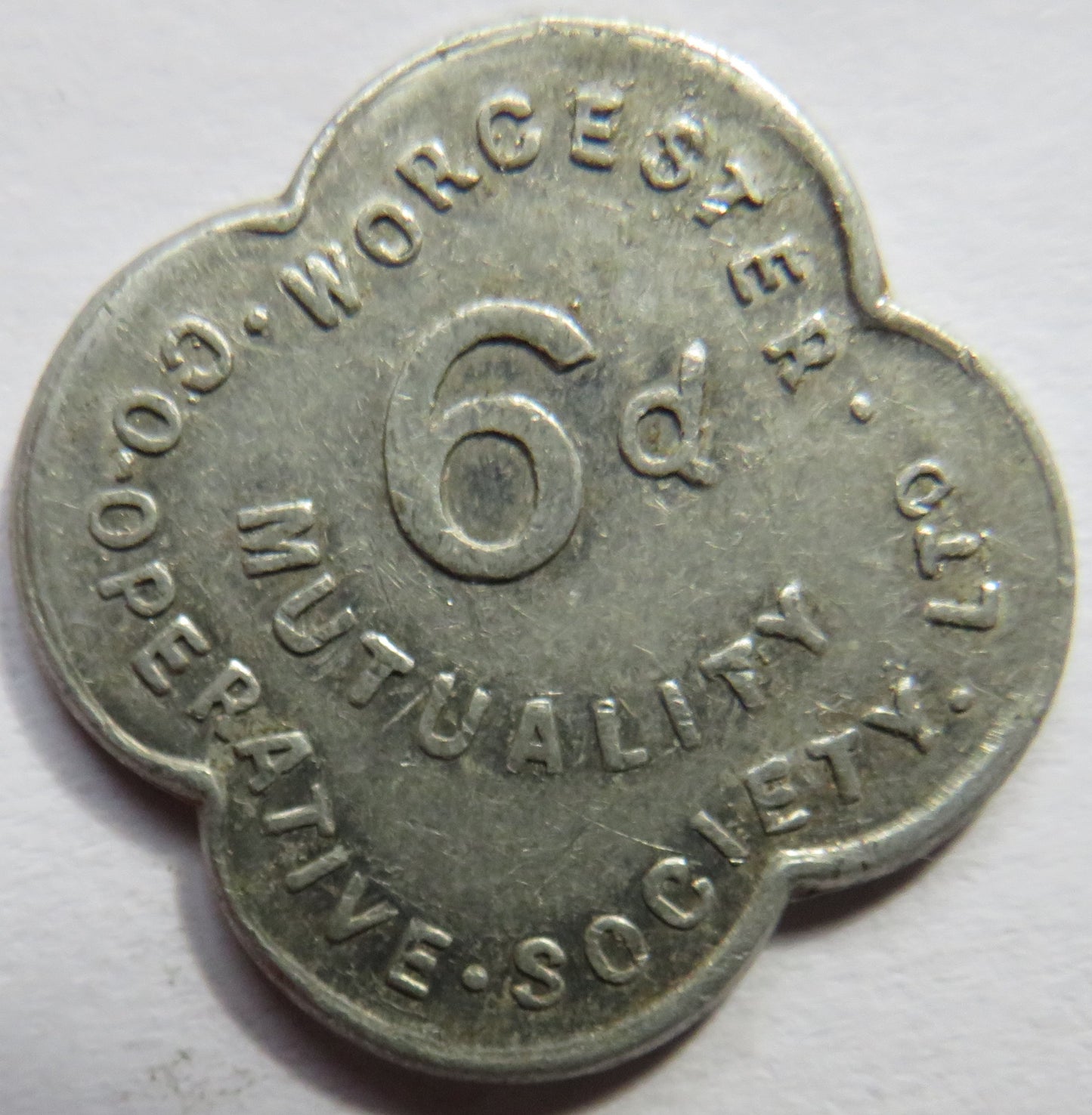 Worcester Cooperative Society 6d Sixpence Token
