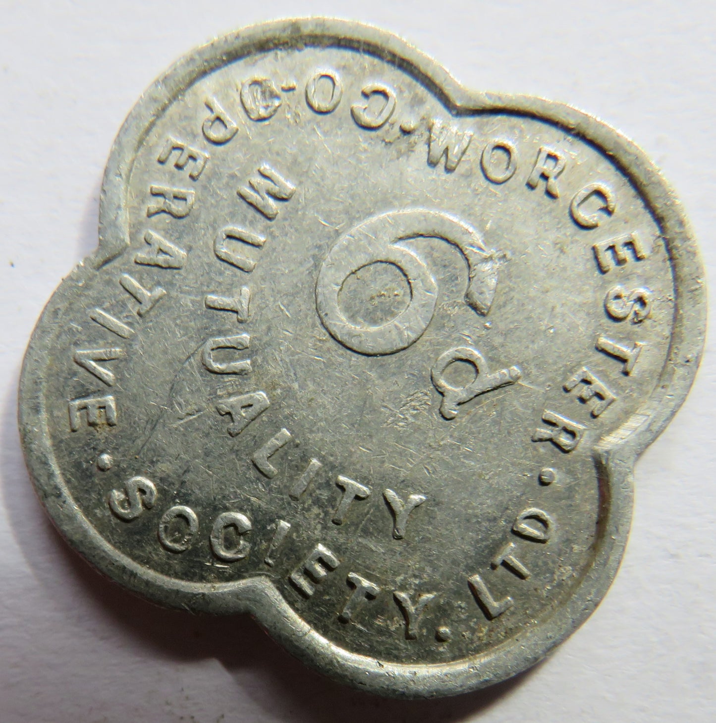 Worcester Cooperative Society 6d Sixpence Token