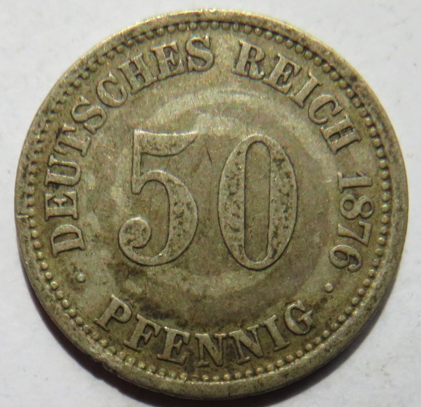 1876-J Germany Silver 50 Pfennig Coin