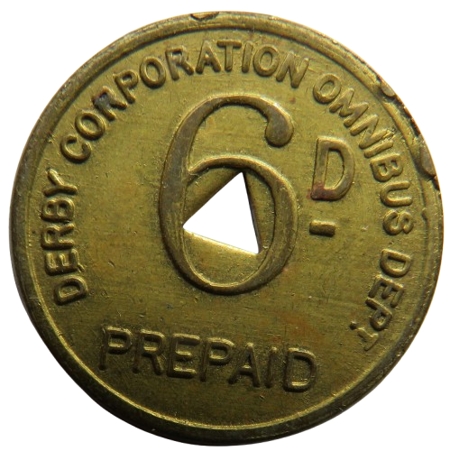 Derby Corporation Omnibus Dep 6d Sixpence Token