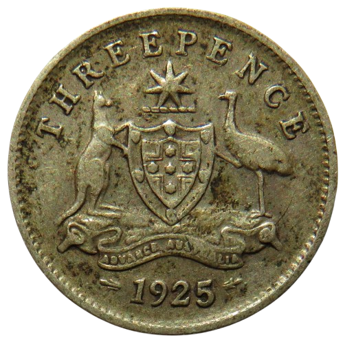 1925 King George V Australia Silver Threepence Coin