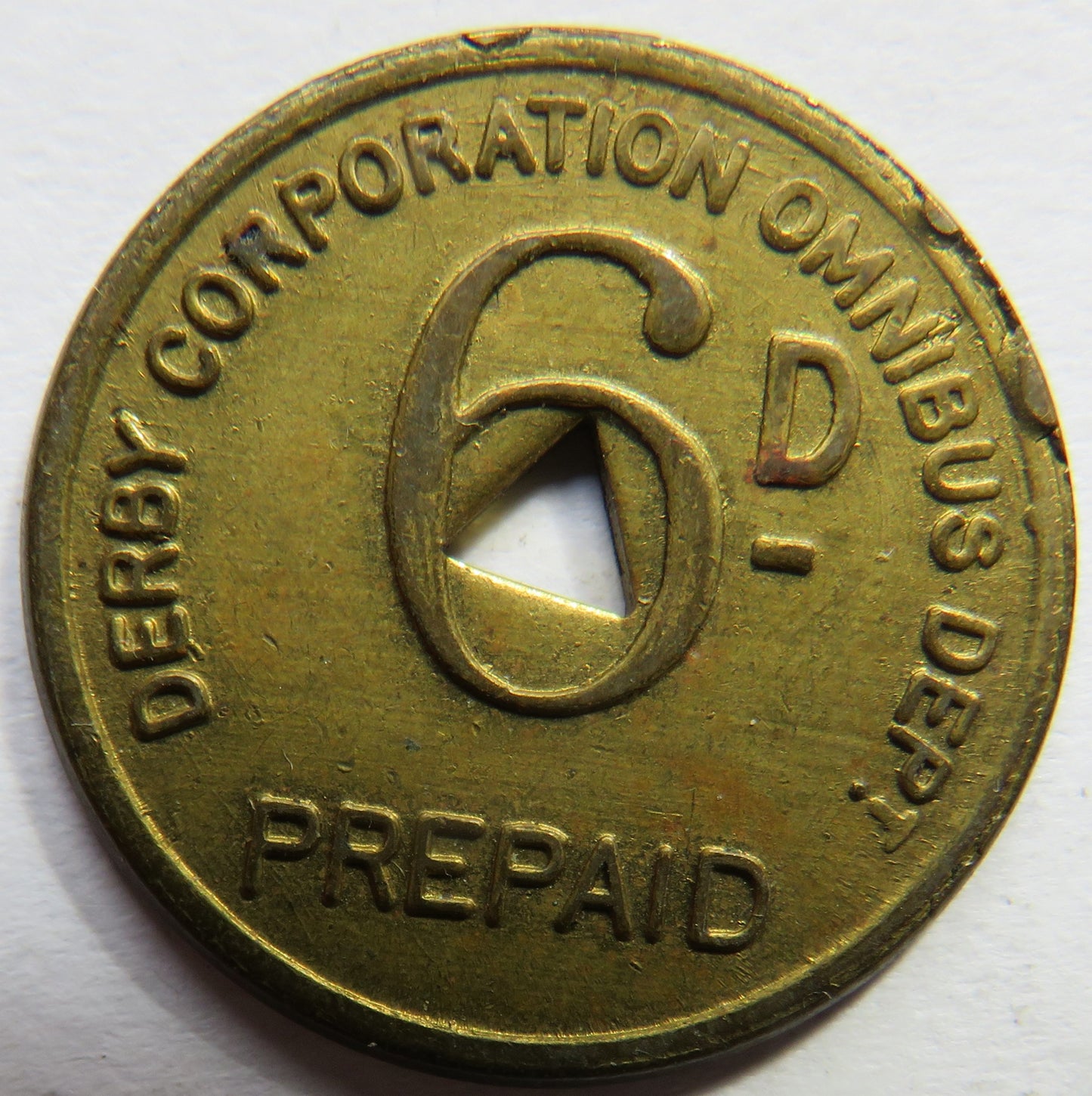 Derby Corporation Omnibus Dep 6d Sixpence Token