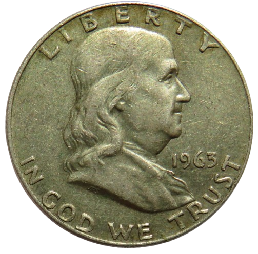 1963 USA Silver Franklin $1/2 Half Dollar Coin