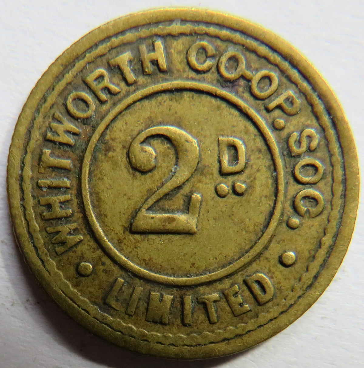 Whitworth Co-op Society 2d Token