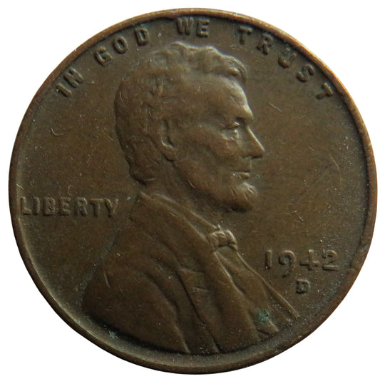 1942-D USA Lincoln One Cent Coin