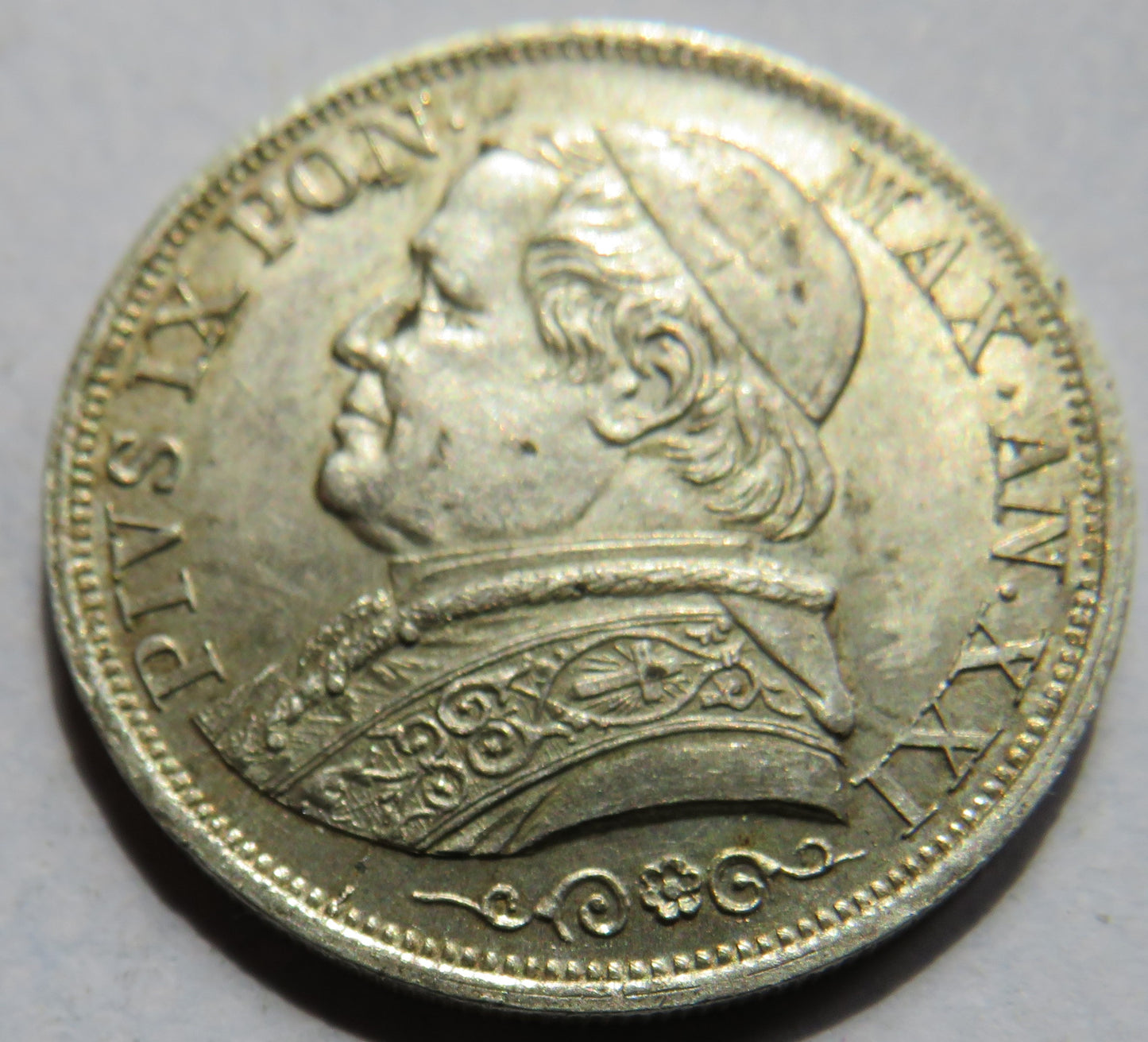 1866 Papal States Silver One Lira Coin In High Grade