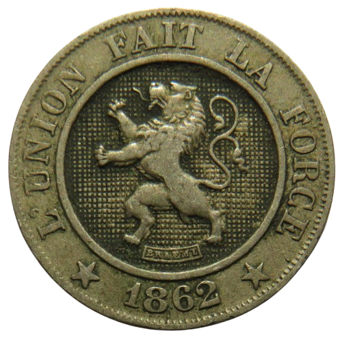 1862 Belgium 10 Centimes Coin