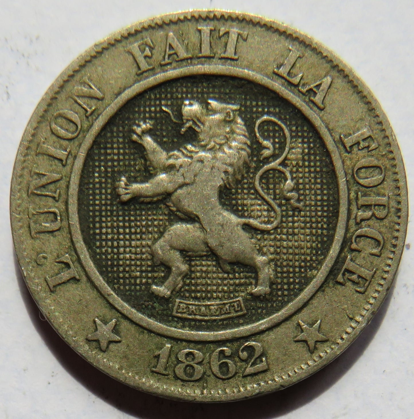 1862 Belgium 10 Centimes Coin