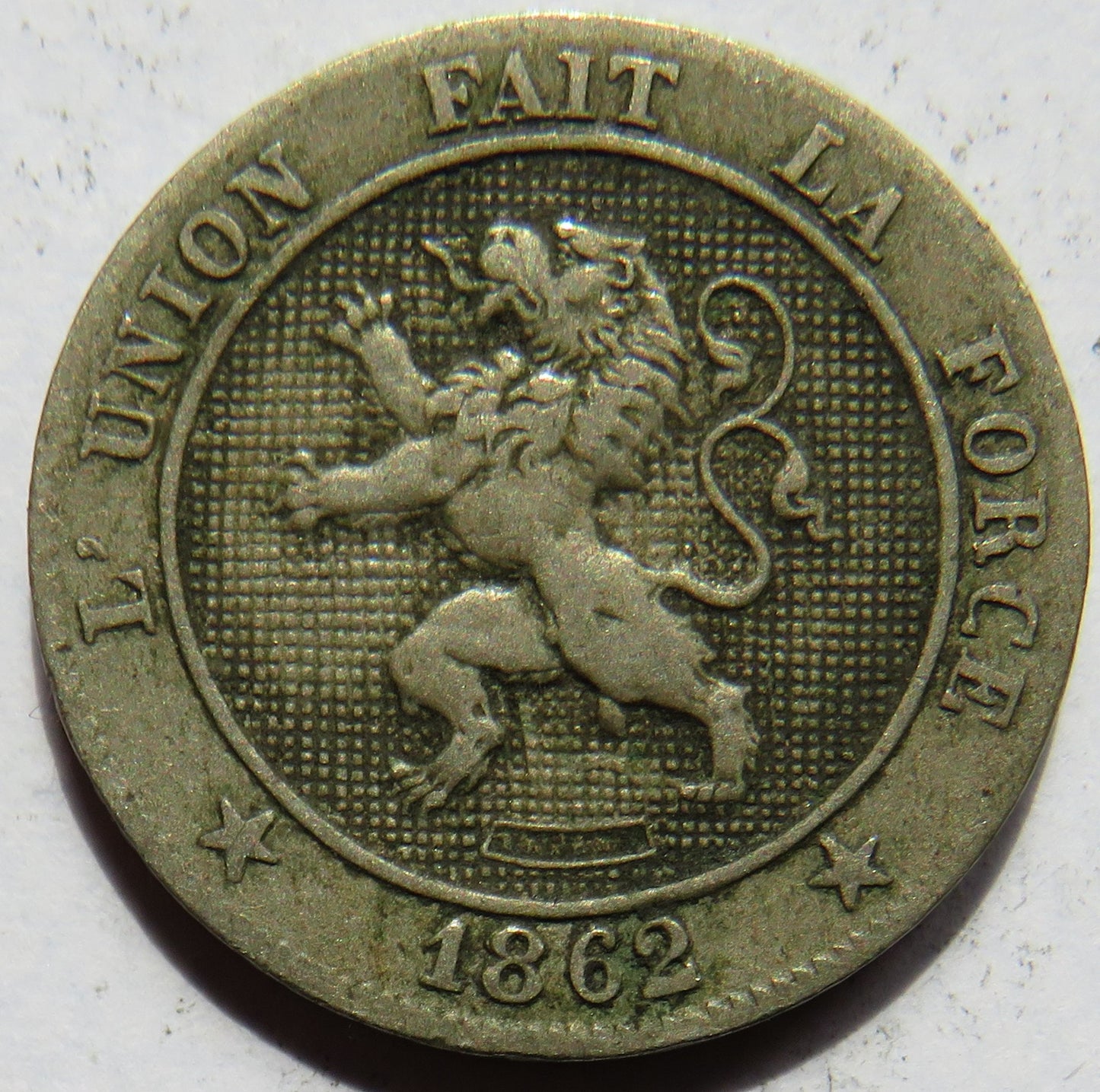1862 Belgium 5 Centimes Coin