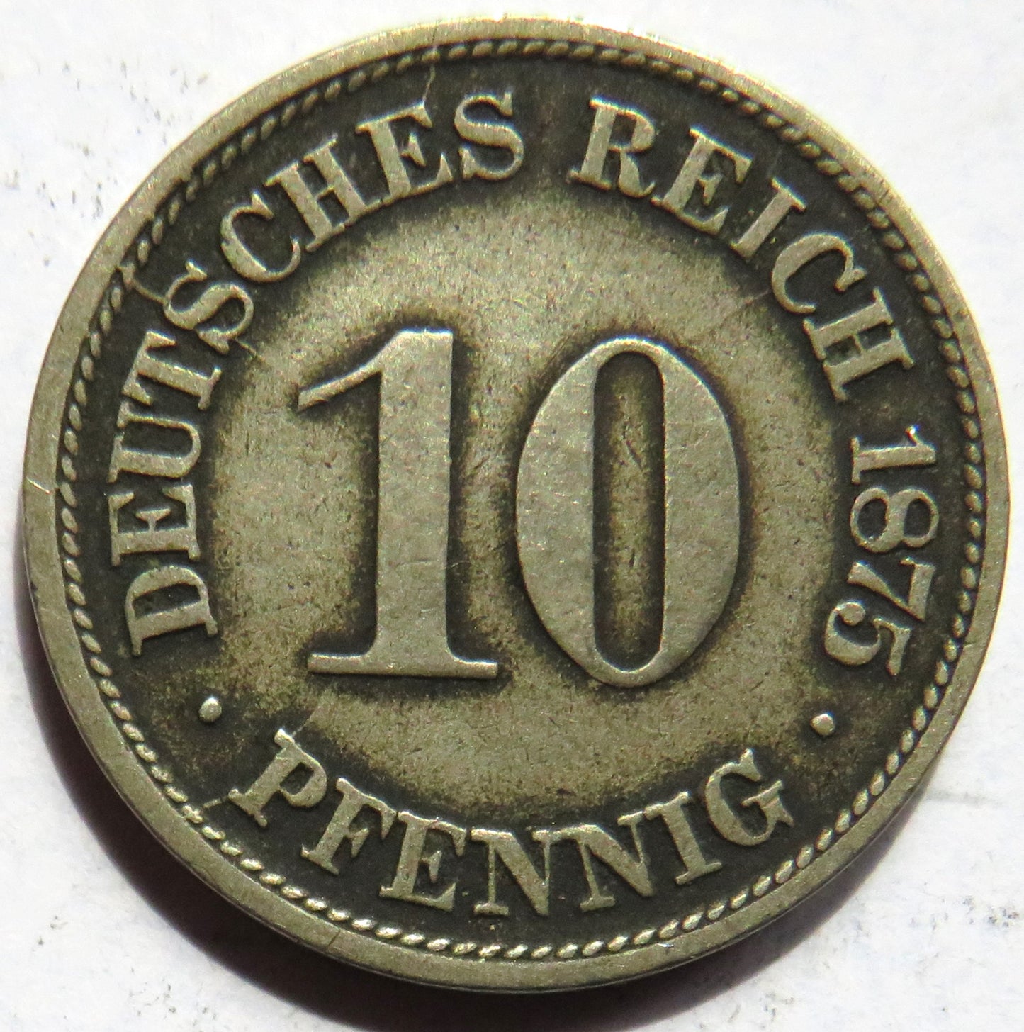 1875-G Germany 10 Pfennig Coin
