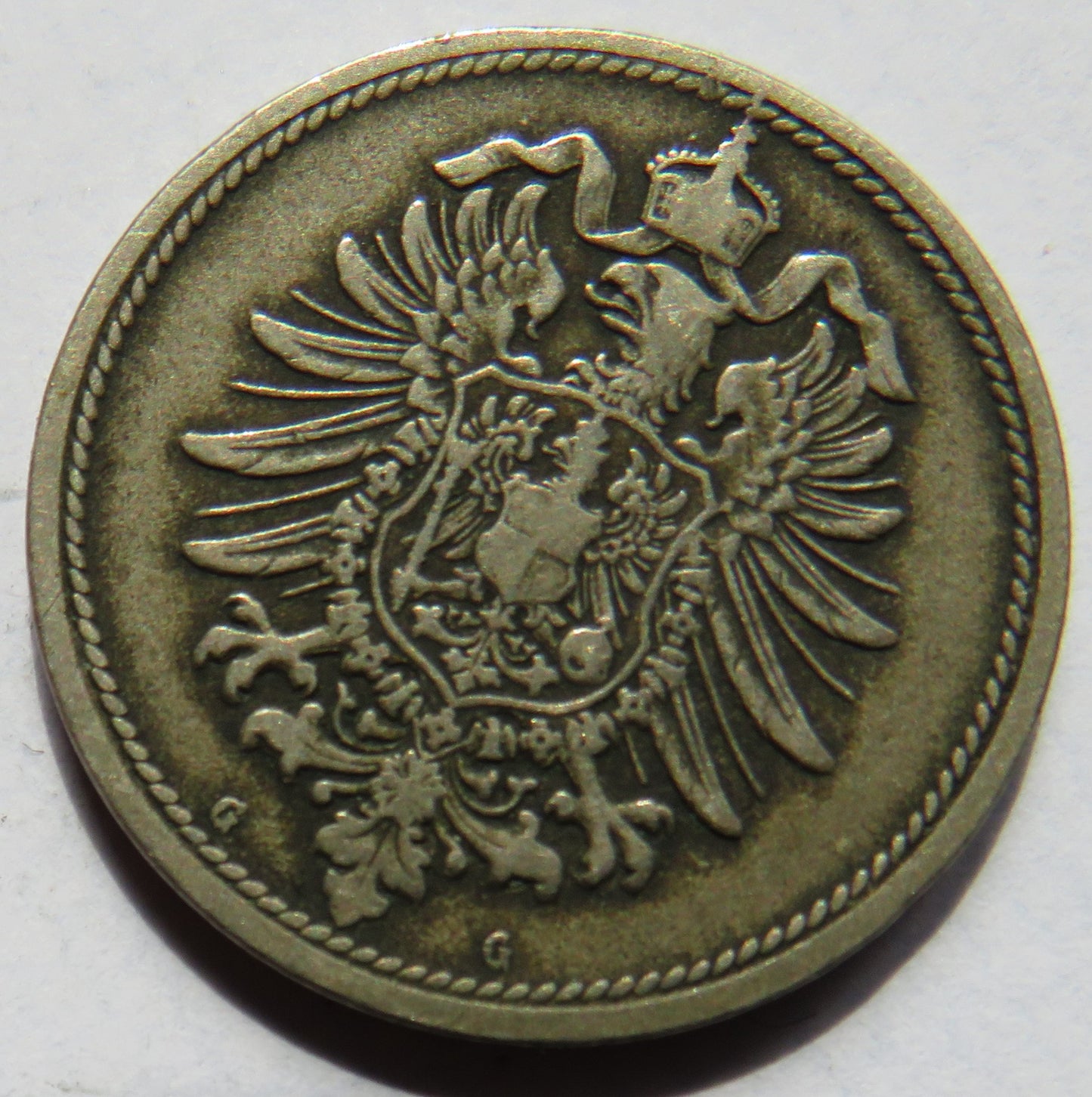 1875-G Germany 10 Pfennig Coin