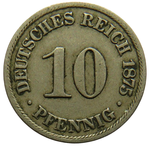 1875-B Germany 10 Pfennig Coin