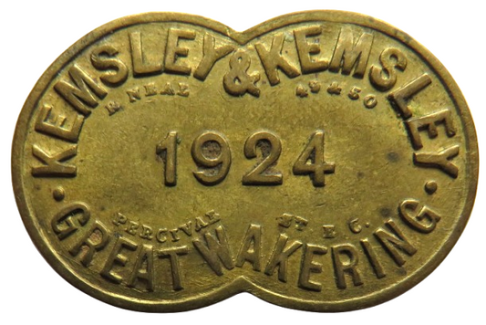 Kemsley & Kemsley 1924 Great Wakering 1d Token